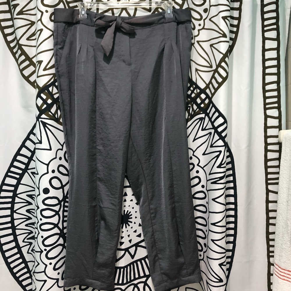 Lane Bryant Grey Sateen Slouchy Pants